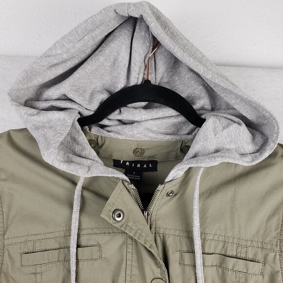 Tribal Size S Hooded Utility Vest Olive Green Cinch Waist Gorpcore Grunge Punk - Picture 5 of 12